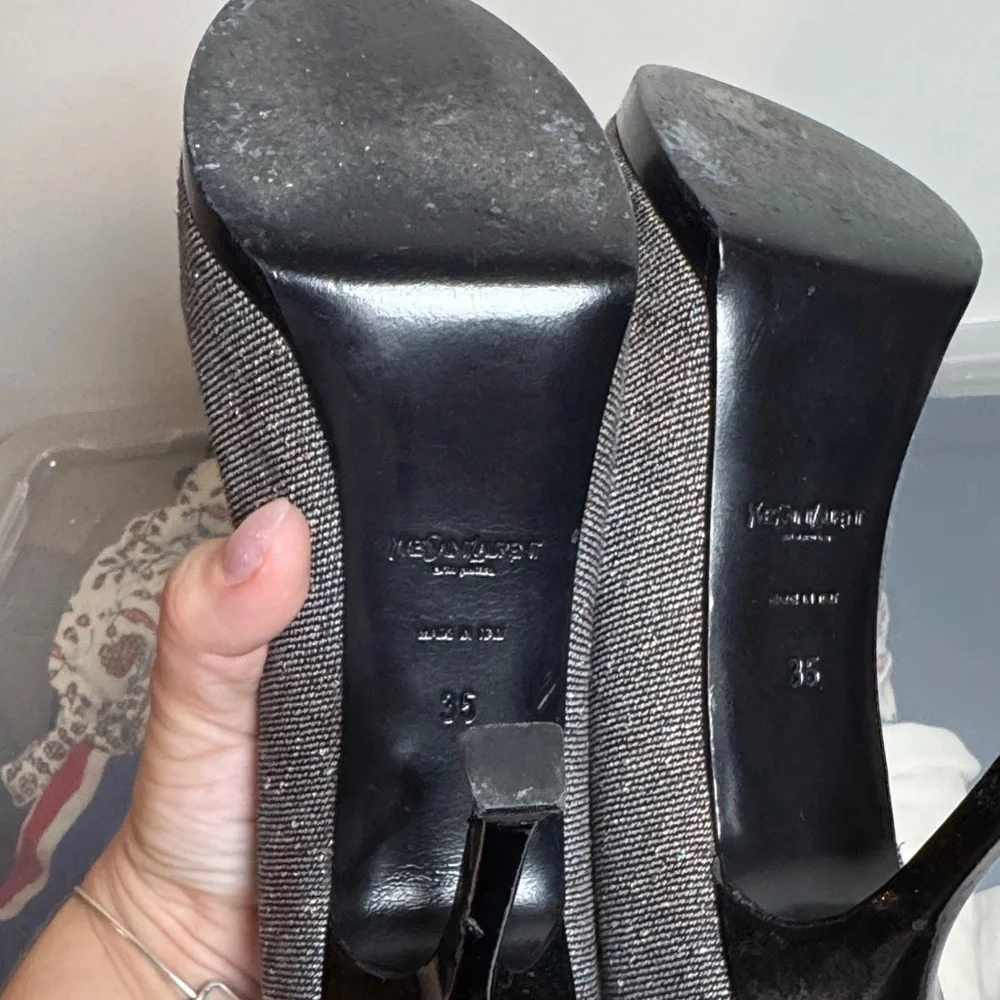 Yves Saint Laurent tribetoo Sparkling Black Heels